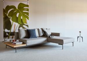 Innovation Living| Canapé D'Angle Convertible / Réversible avec table Bragi | Tissus Standards